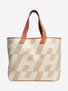 Hermes Brown and cream Cabas H en Biais tote bag