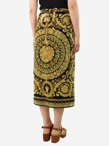 Versace Black and yellow wrap skirt - size UK 8