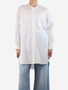 Margaret Howell White striped long shirt - size UK 10