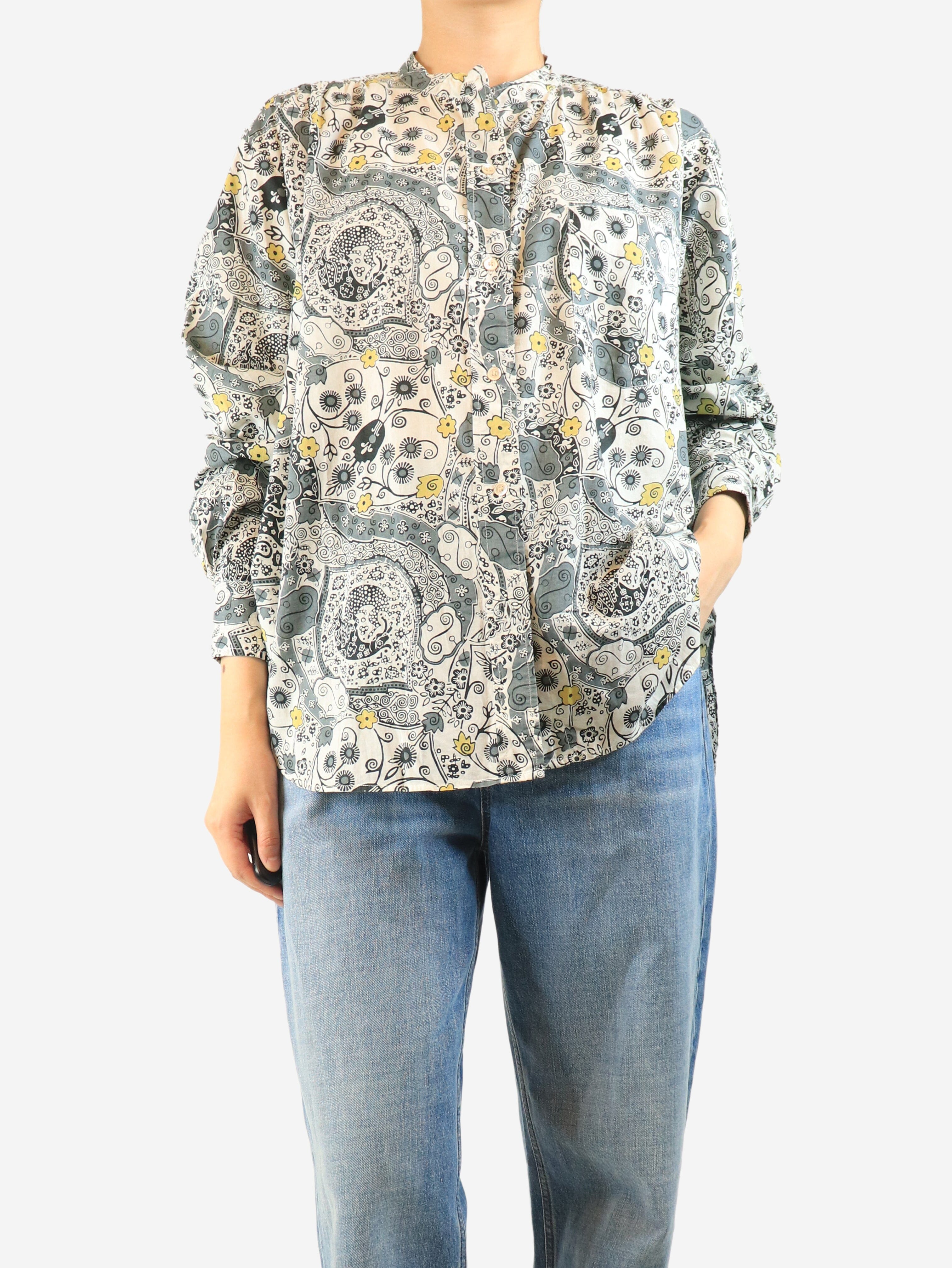 Grey floral cotton blouse - size UK 12 Tops Isabel Marant Etoile 