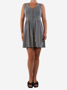 Sandro Black sleeveless zip-front mini dress - size UK 10