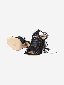 Gianvito Rossi Black weave detail nappa leather sandals - size EU 38