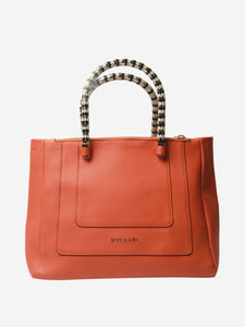 Bvlgari Orange leather top handle bag