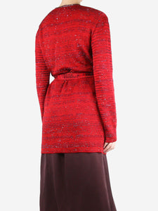 Missoni Red sequin embellished belted cardigan - size UK 8