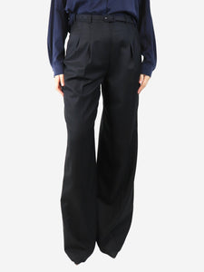 Gabriela Hearst Black belted wide-leg trousers - size UK 10