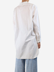Margaret Howell White striped long shirt - size UK 10
