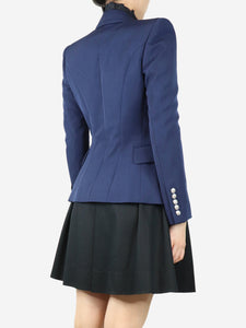 Balmain Dark blue double-breasted wool blazer - size UK 8