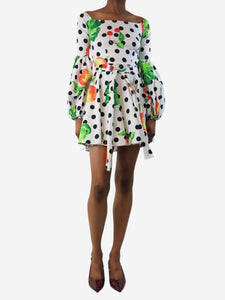 Caroline Constas Black & white polka dot fruit mini dress - size XS