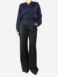 Gabriela Hearst Black belted wide-leg trousers - size UK 10