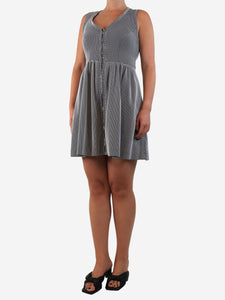 Sandro Black sleeveless zip-front mini dress - size UK 10