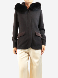 Dark brown hooded cashmere jacket - size UK 12 Coats & Jackets Loro Piana 