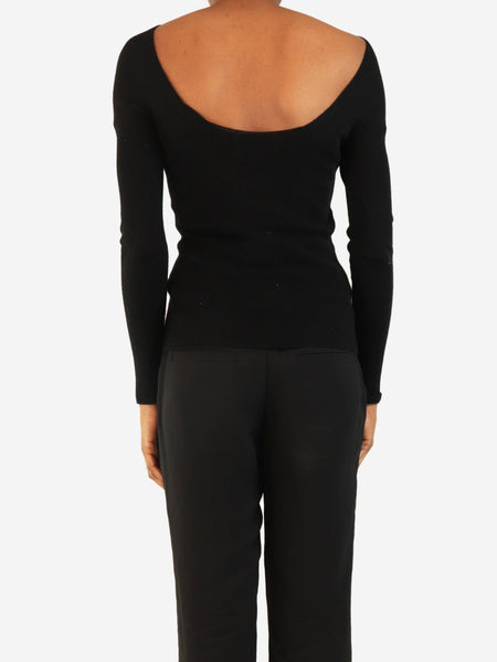 Black seamless extrafine ballerina-neck sweater - size S alternate image