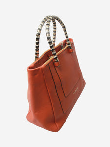 Bvlgari Orange leather top handle bag