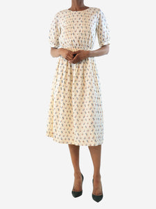 Bonpoint Cream floral printed midi dress - size UK 6