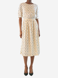Bonpoint Cream floral printed midi dress - size UK 6