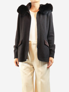 Dark brown hooded cashmere jacket - size UK 12 Coats & Jackets Loro Piana 