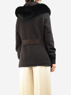 Dark brown hooded cashmere jacket - size UK 12 Coats & Jackets Loro Piana 