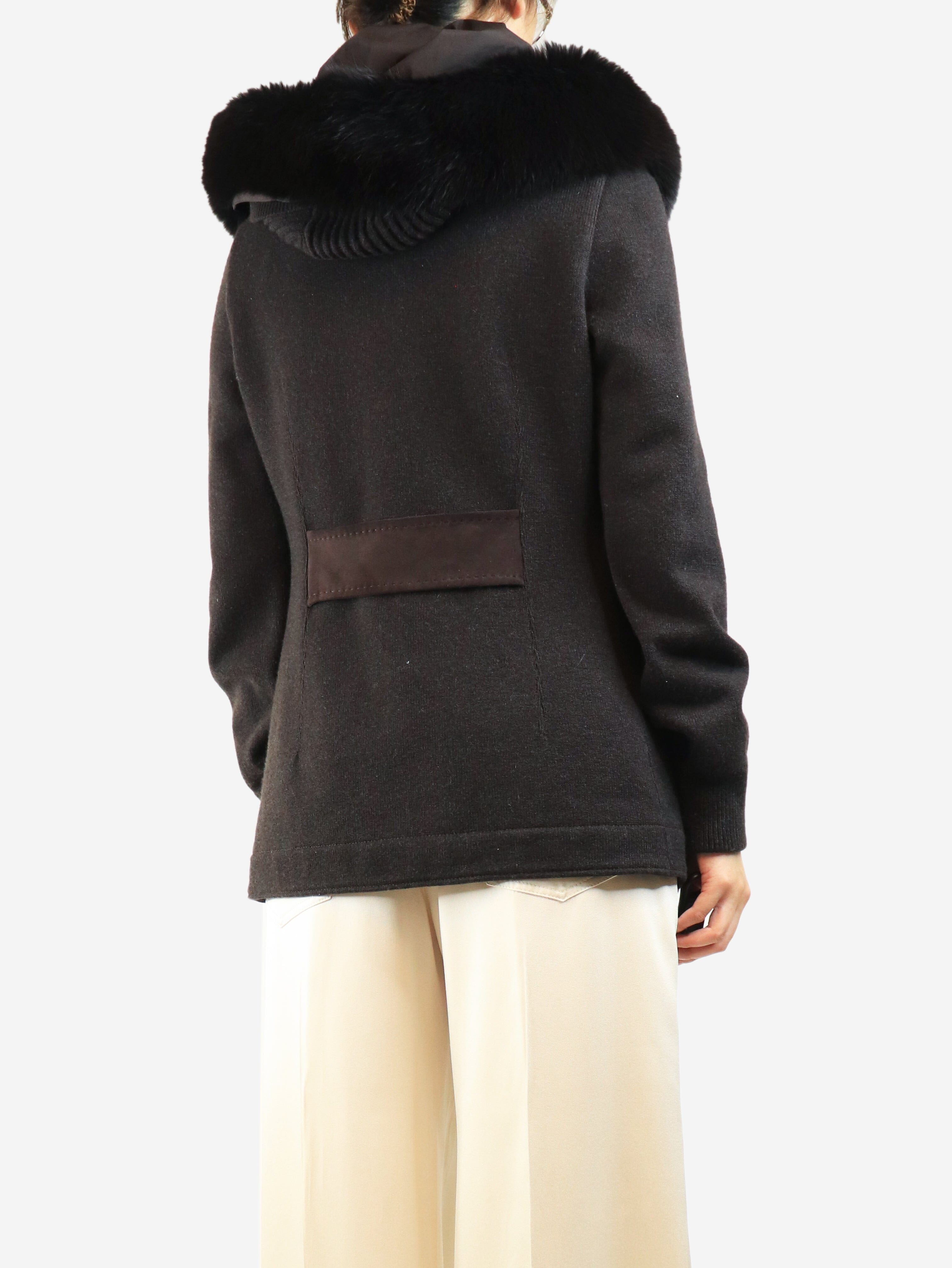 Dark brown hooded cashmere jacket - size UK 12 Coats & Jackets Loro Piana 