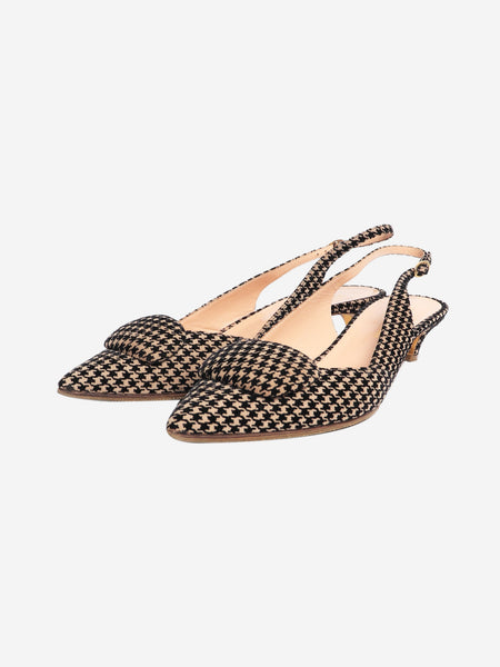 Neutral and black houndstooth slingback heels - size EU 40 alternate image