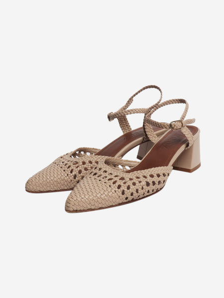 Neutral woven leather sandals - size EU 39 alternate image
