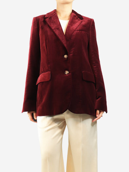 Burgundy velvet blazer - size UK 12 product image
