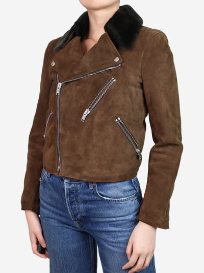Brown suede leather jacket with faux-fur lining - size FR 38 Coats & Jackets Saint Laurent 
