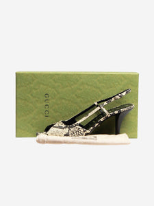 Gucci Neutral faux python open toe sling back - size EU 40