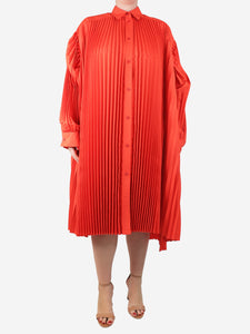 Juun.J Red pleated midi shirt dress - size