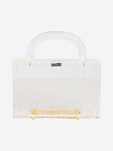 L'Afshar Clear lucite Pagoda top handle clutch