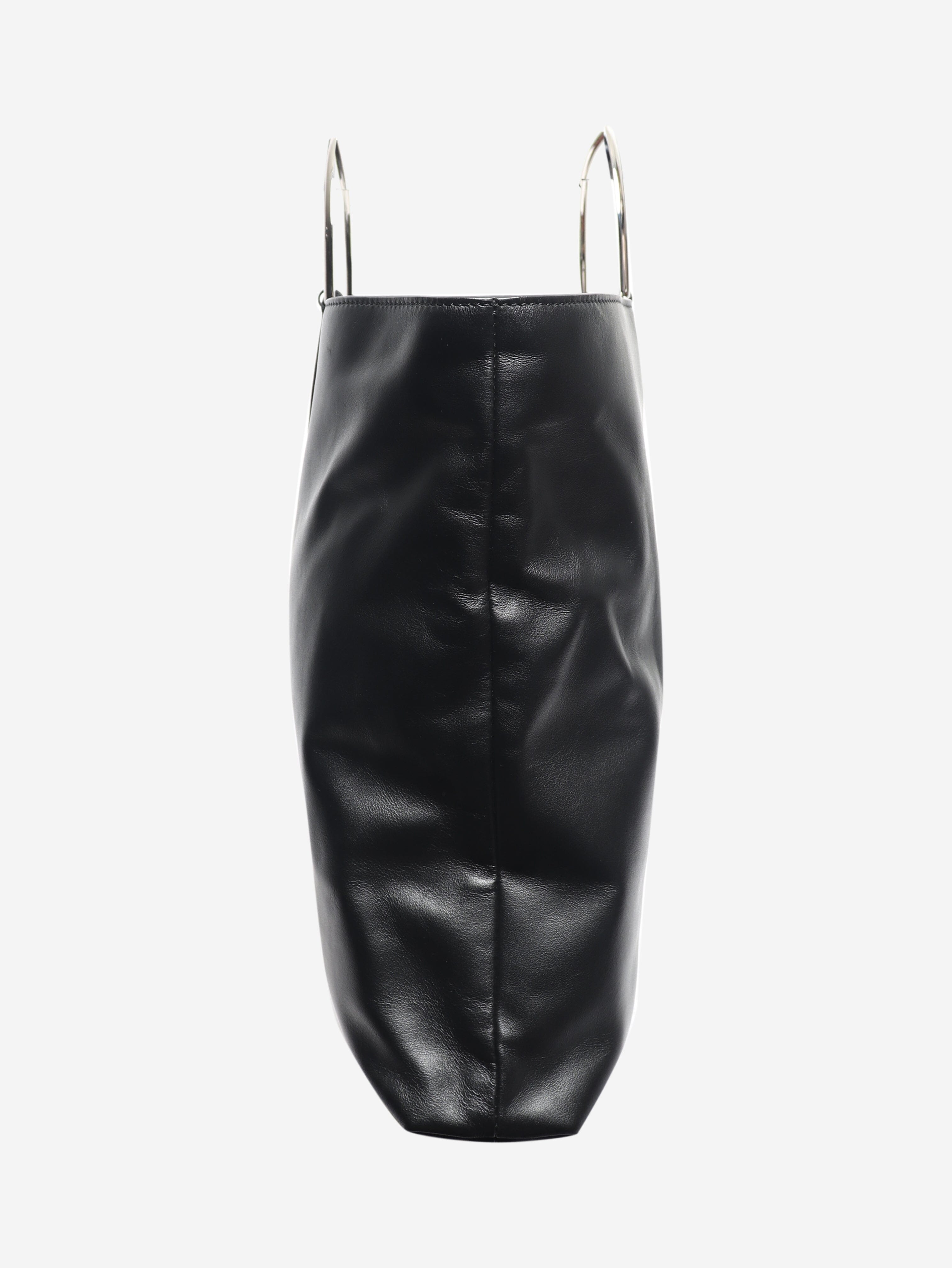 Black ring handle leather tote bag Top Handle Bags Giorgio Armani 