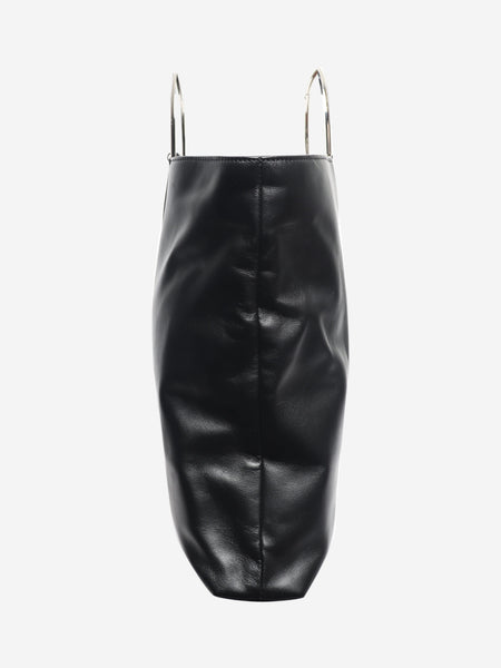 Black ring handle leather tote bag alternate image