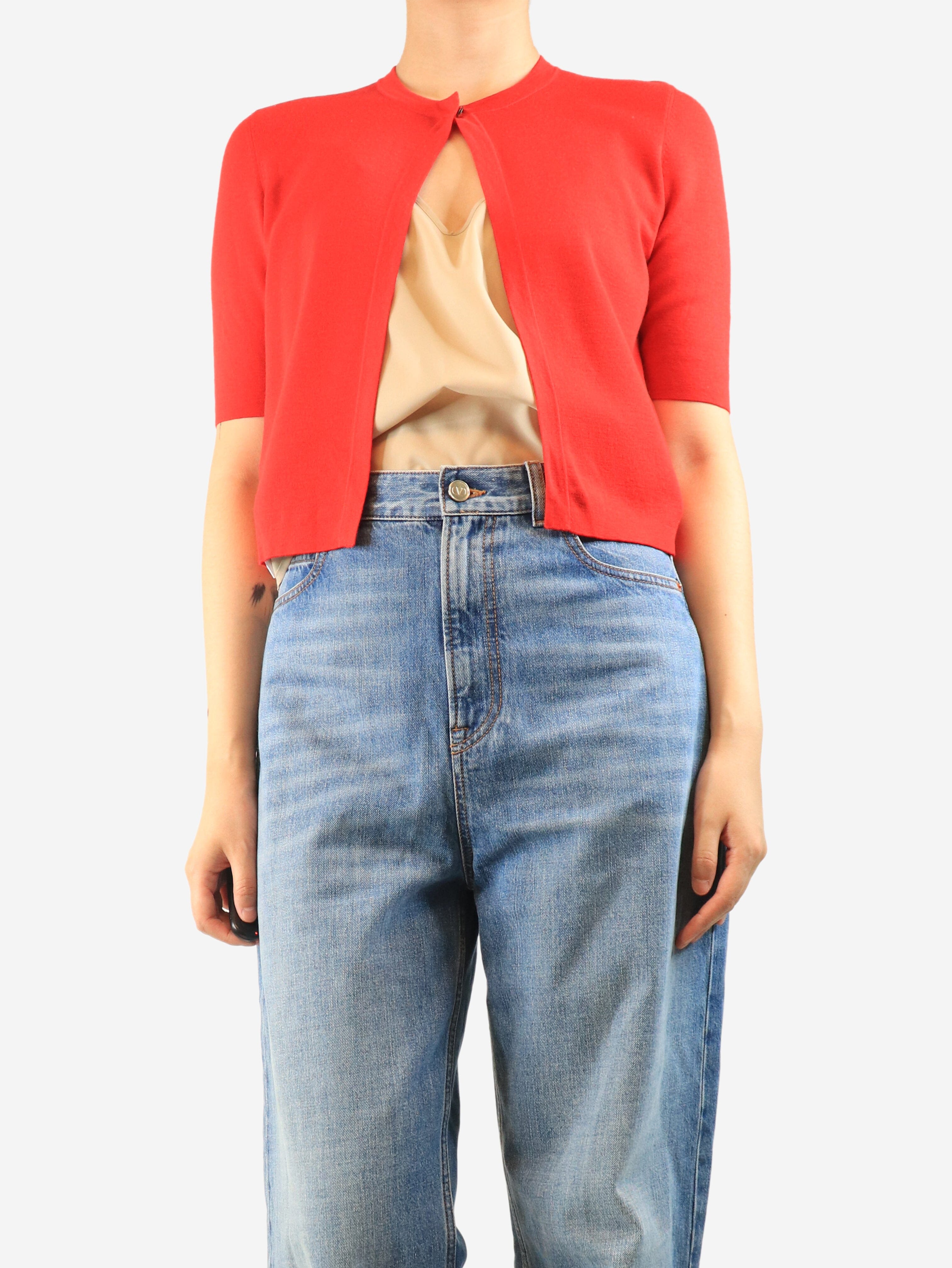 Red cropped cardigan - size UK 14 Knitwear Akris 