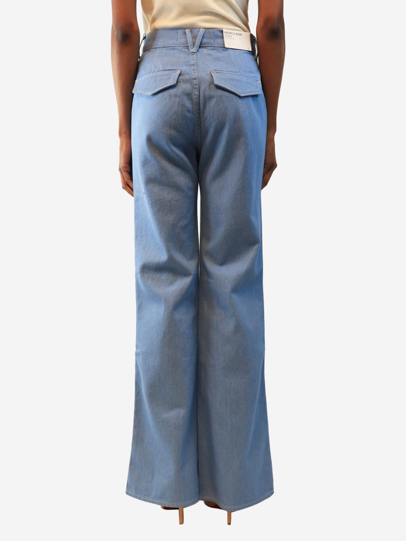 Blue Crosbie high-rise wide-leg jeans - size UK 8