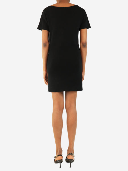 Black knit eyelet mini dress - size UK 6 alternate image