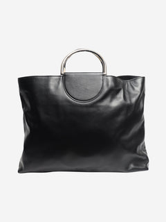 Black ring handle leather tote bag Top Handle Bags Giorgio Armani 