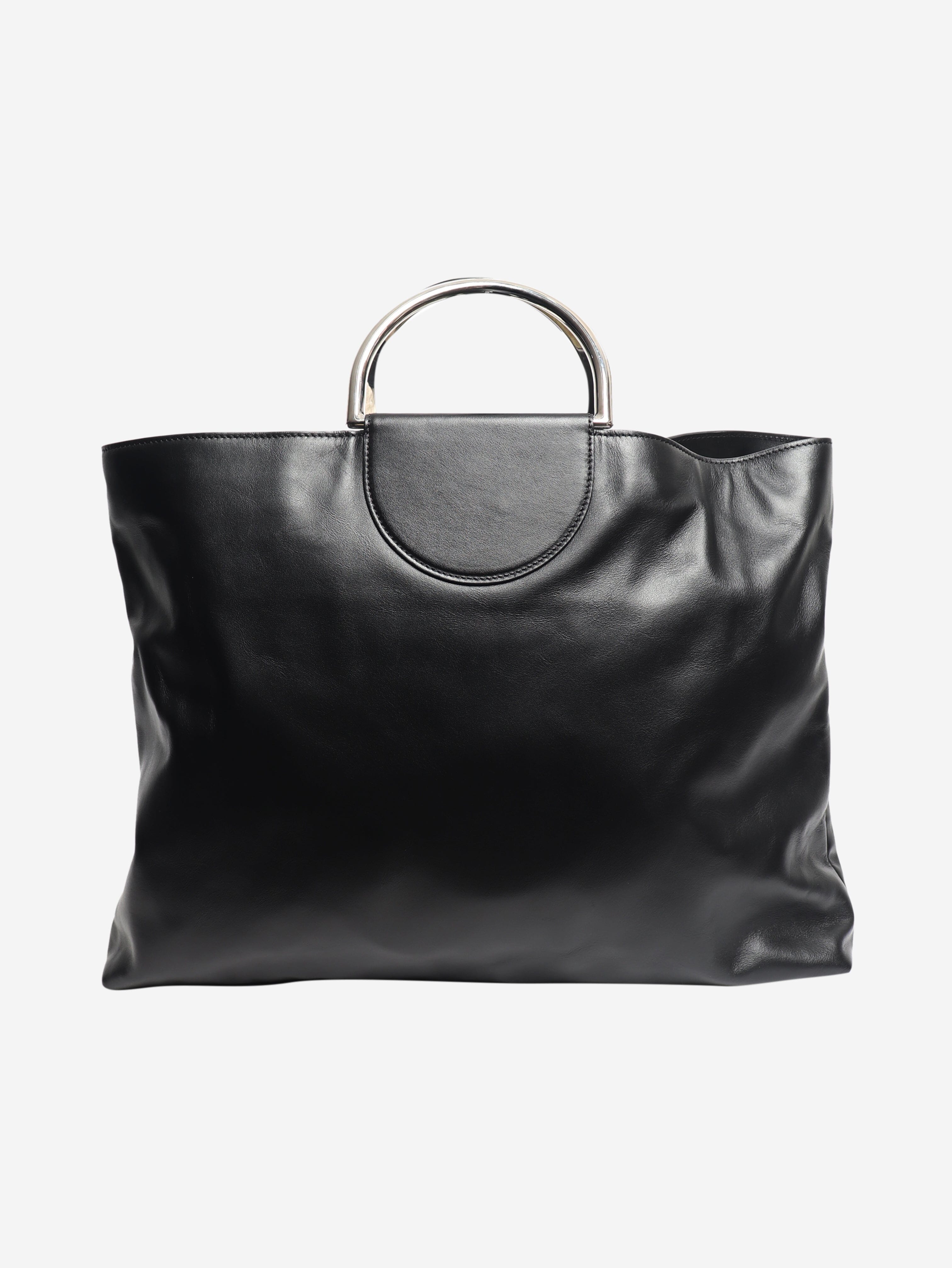 Black ring handle leather tote bag Top Handle Bags Giorgio Armani 