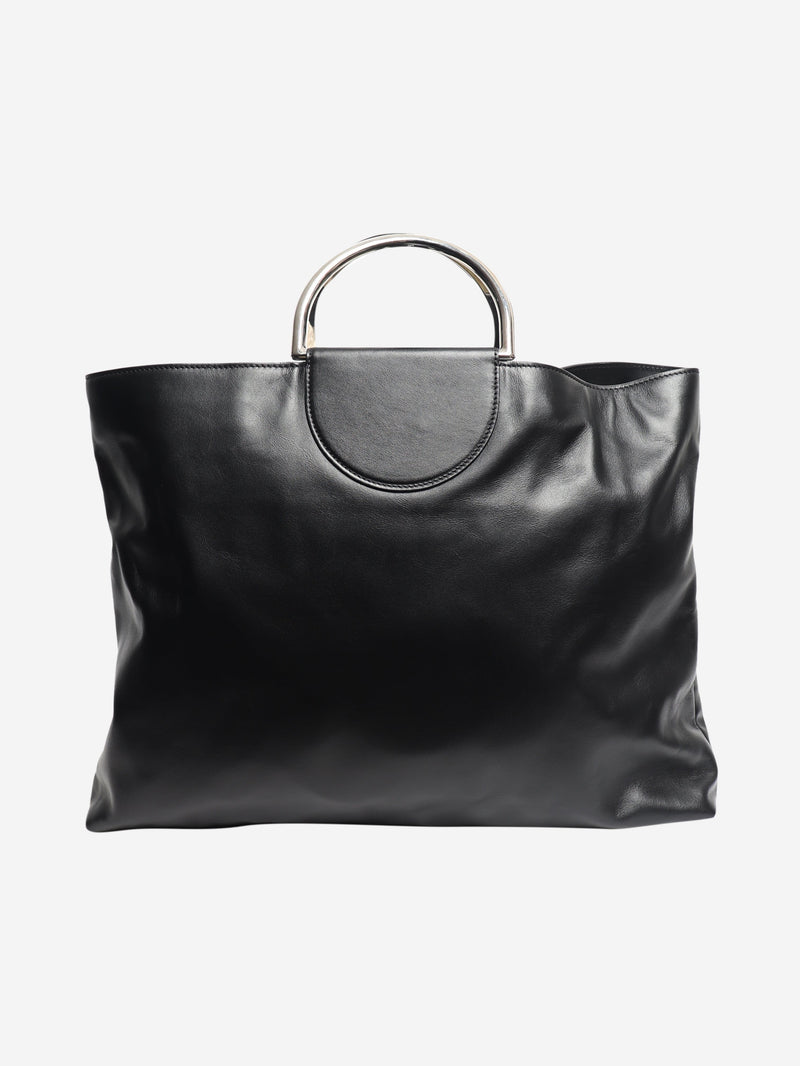Black ring handle leather tote bag Top Handle Bags Giorgio Armani 