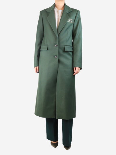 Olive green tailored wool coat - size UK 8 Coats & Jackets 16 Arlington 