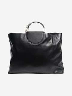 Black ring handle leather tote bag Top Handle Bags Giorgio Armani 