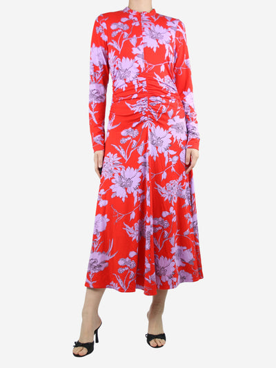Red high-neck floral printed maxi dress - size UK 12 Dresses ME+EM 