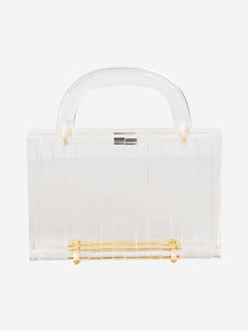 L'Afshar Clear lucite Pagoda top handle clutch