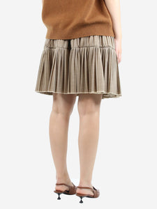 Jil Sander Brown pleated ruffle wool-blend mini skirt - size UK 6