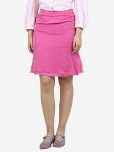 Chanel Pink silk mini skirt - size UK 8