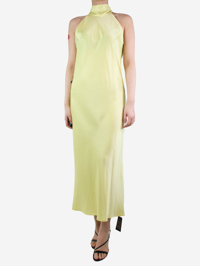 Yellow halterneck maxi dress - size UK 12 Dresses Galvan London 