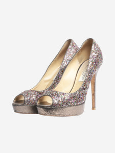 Jimmy Choo Multi Leather peep toe platform pumps - size EU 37.5 (UK 4.5)