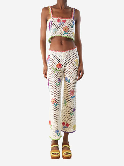 Cream Bloom crochet top and trouser set - size S Sets Rose Carmine 