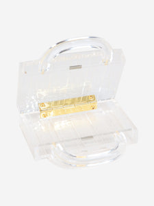 L'Afshar Clear lucite Pagoda top handle clutch