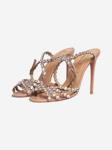 Aquazzura Pink crystal-embellished sandal heels - size EU 37