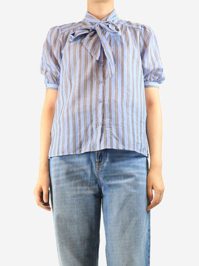 Blue striped short sleeve blouse - size UK 10 Tops ME+EM 