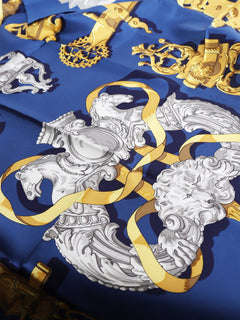 Blue Carré 90 Ferronnerie Ironwork silk scarf Scarves Hermes 